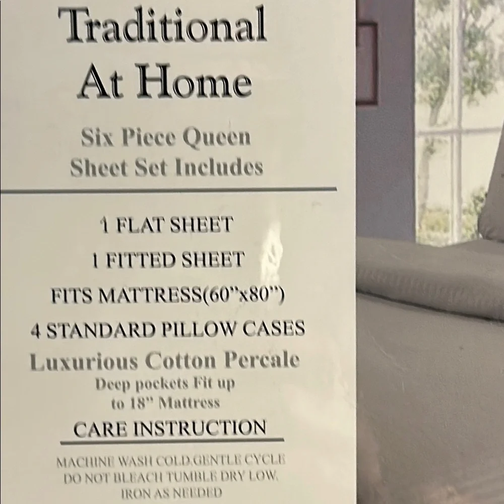 Traditional At Home Queen 6pc Sheet Set Platinum Gray Embossed Stripes